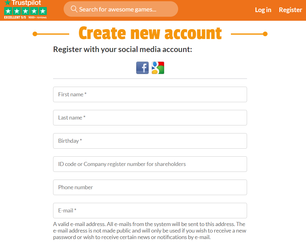 create a new account